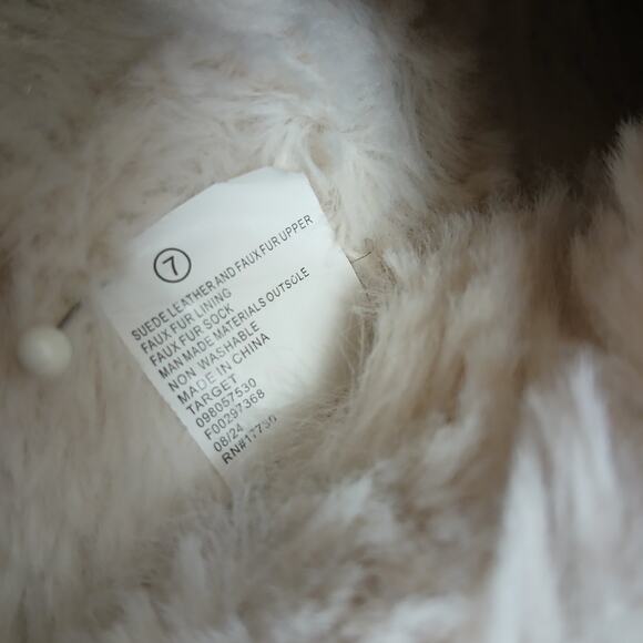 Auden Tan Suede Slip-ons Ladies size 7 faux fur warm soft comfy outdoor slippers - Picture 8 of 10